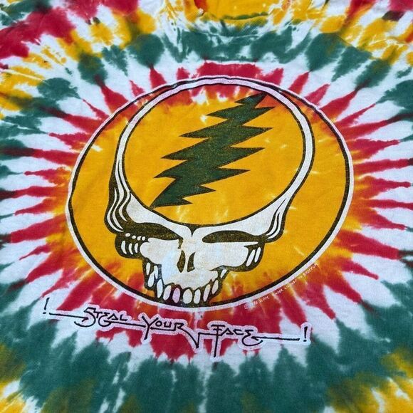 Vintage 80s Grateful Dead Steal Your Face Tie Dye Liquid Blue Single Stitch Shir - Picture 6 of 12